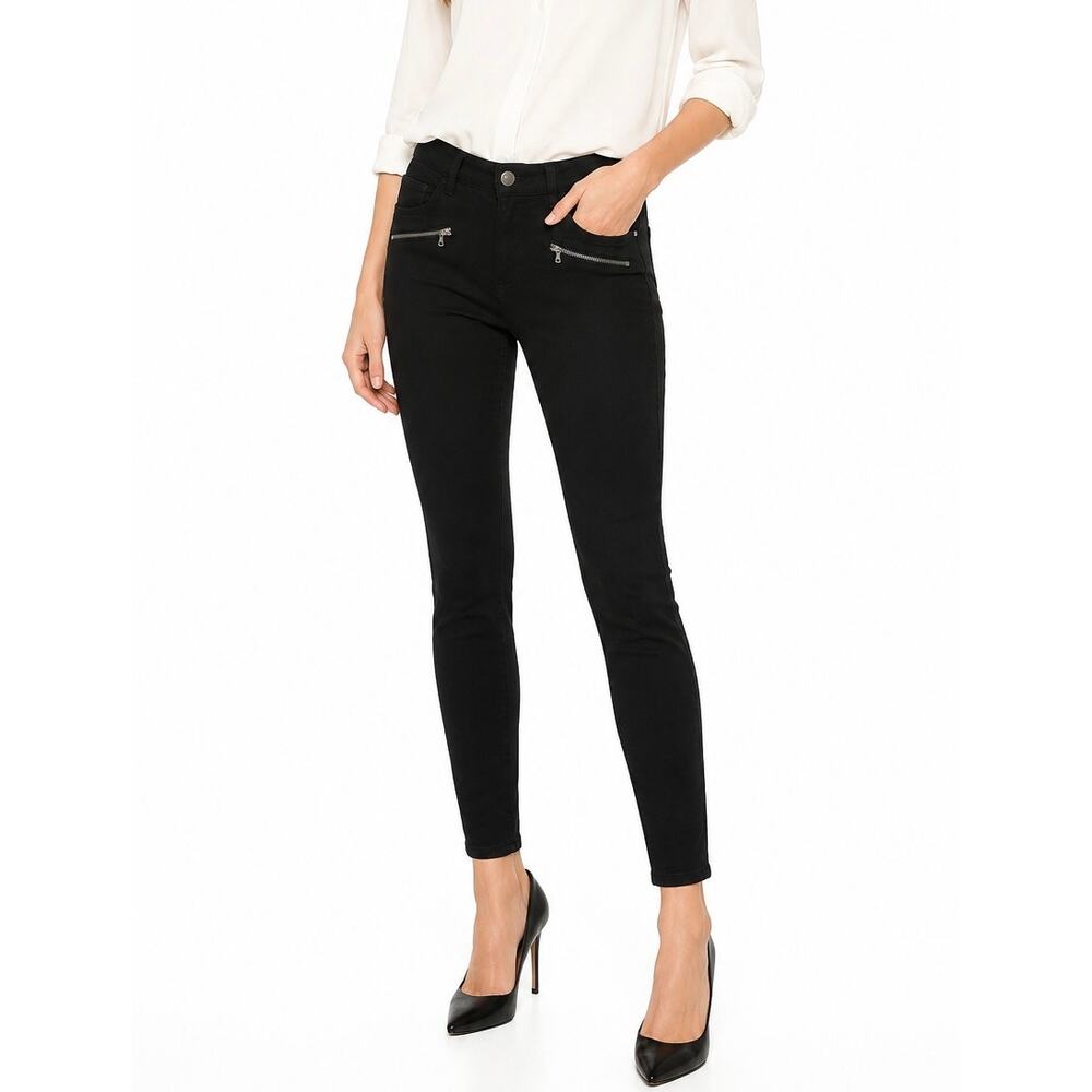 PAIGE Black Stretch Skinny Jeggings Zip Pocket Pants Size 29 - Picture 1 of 11